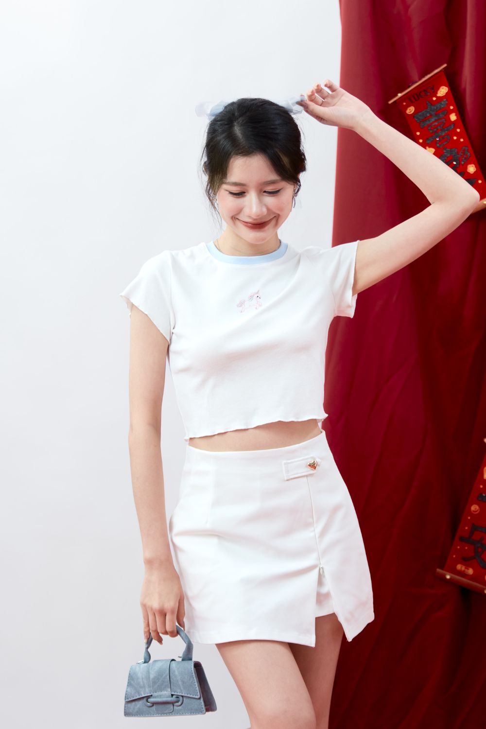 Valette Love-Button Skort White