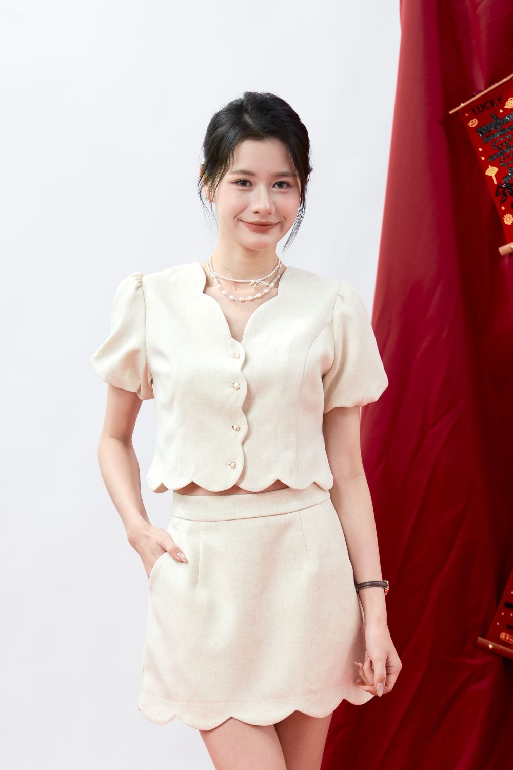 Lilya Scallop Skirt Cream