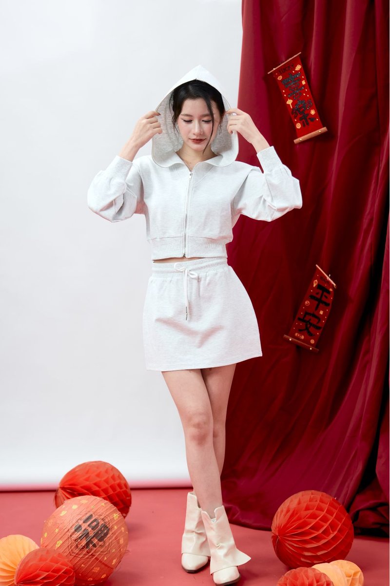 Yannie Cropped Hoodie Grey