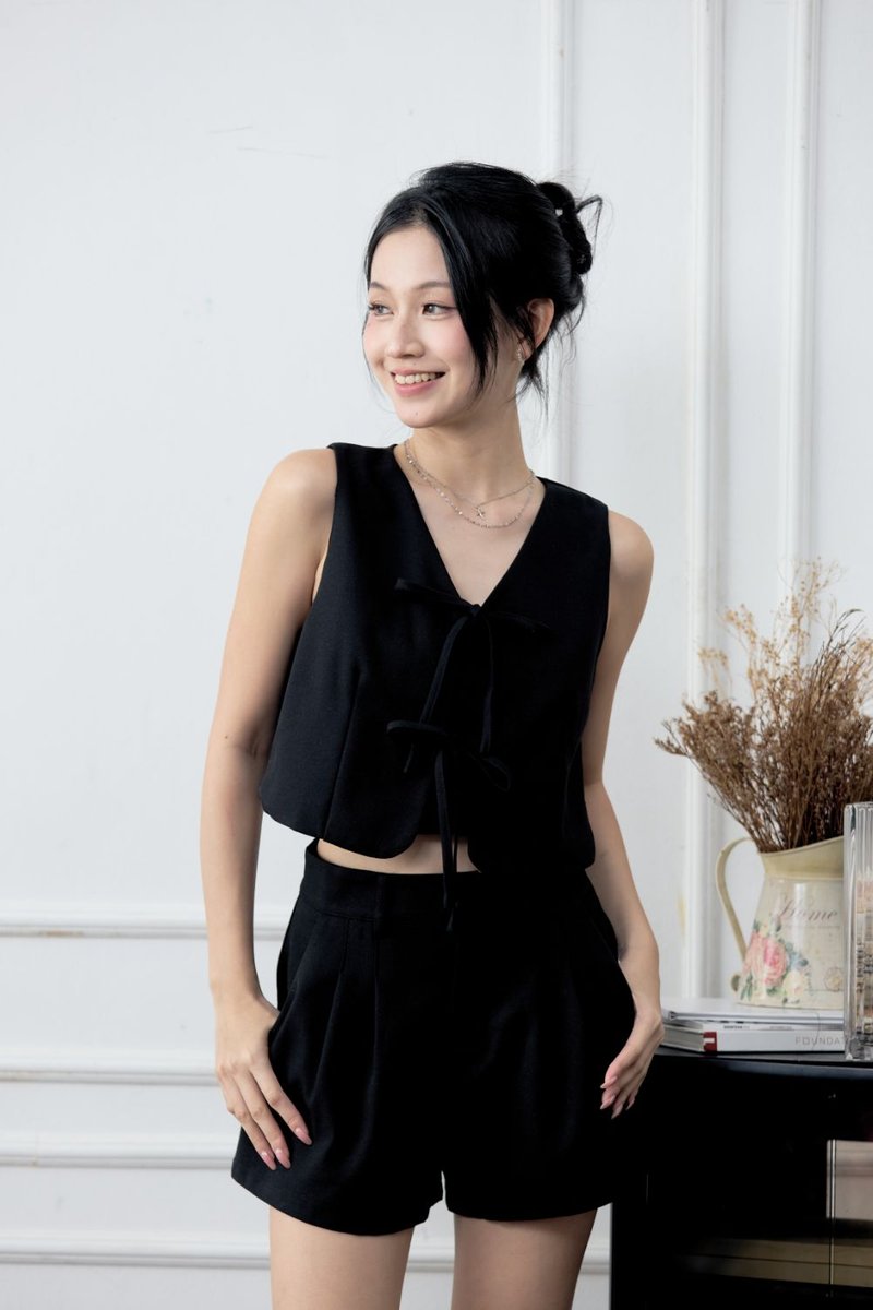 Verra Dual Wear Tie Vest Top Black