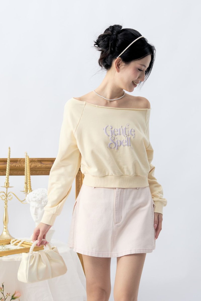 Lyuna Puffed Print Top Cream