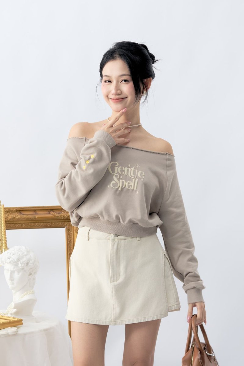 Lyuna Puffed Print Top Khaki