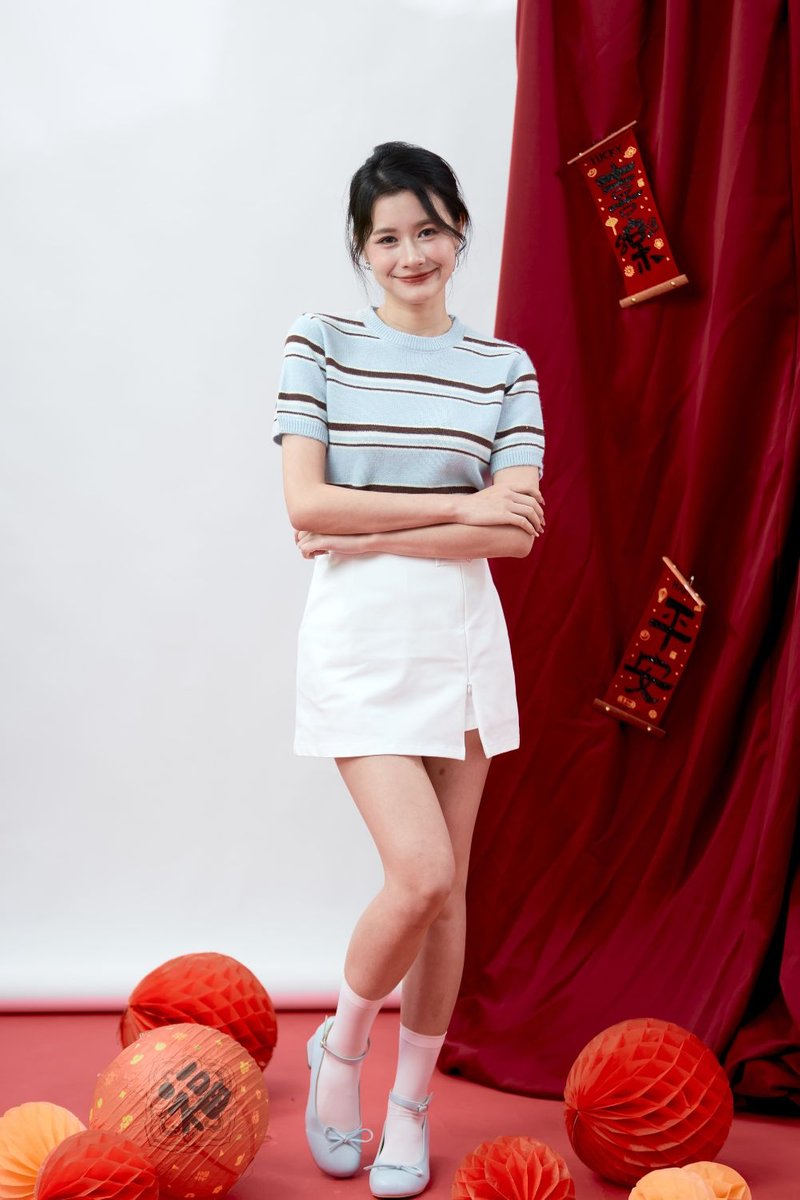 Virelle Contrast Stripe Knit Top Sky