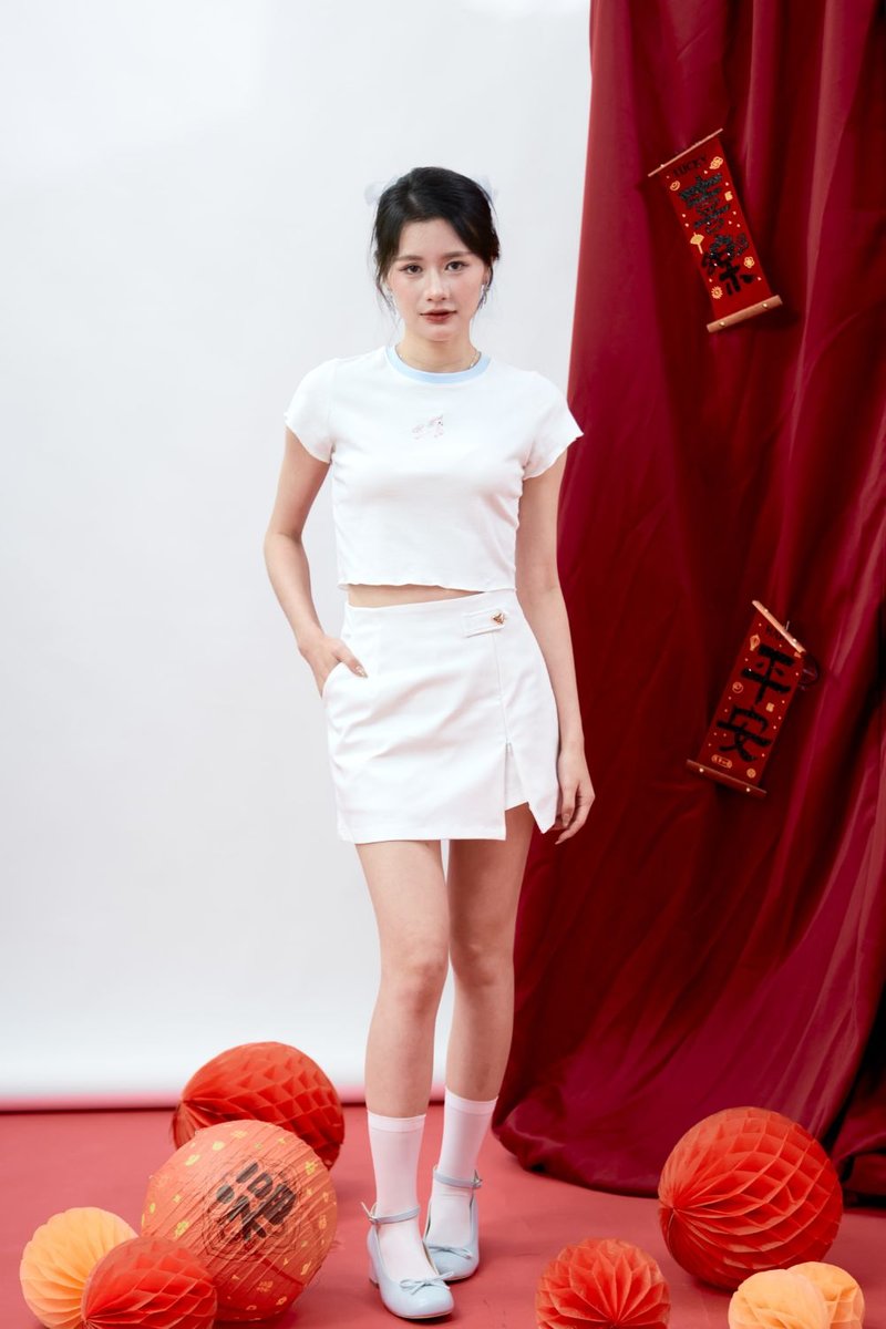 Valette Love-Button Skort White