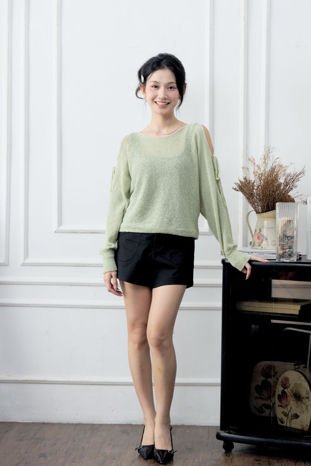 [RESTOCK] Kelynne Cold Shoulder Knit Top Olive