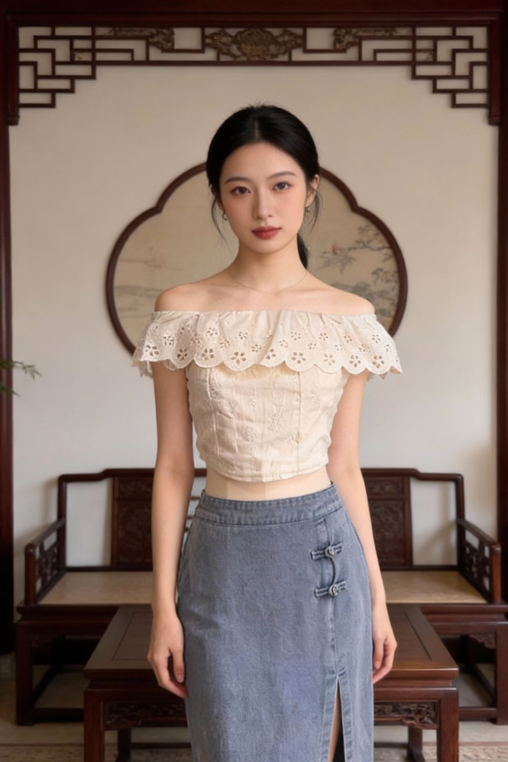 Aeloria Bardot Top Cream