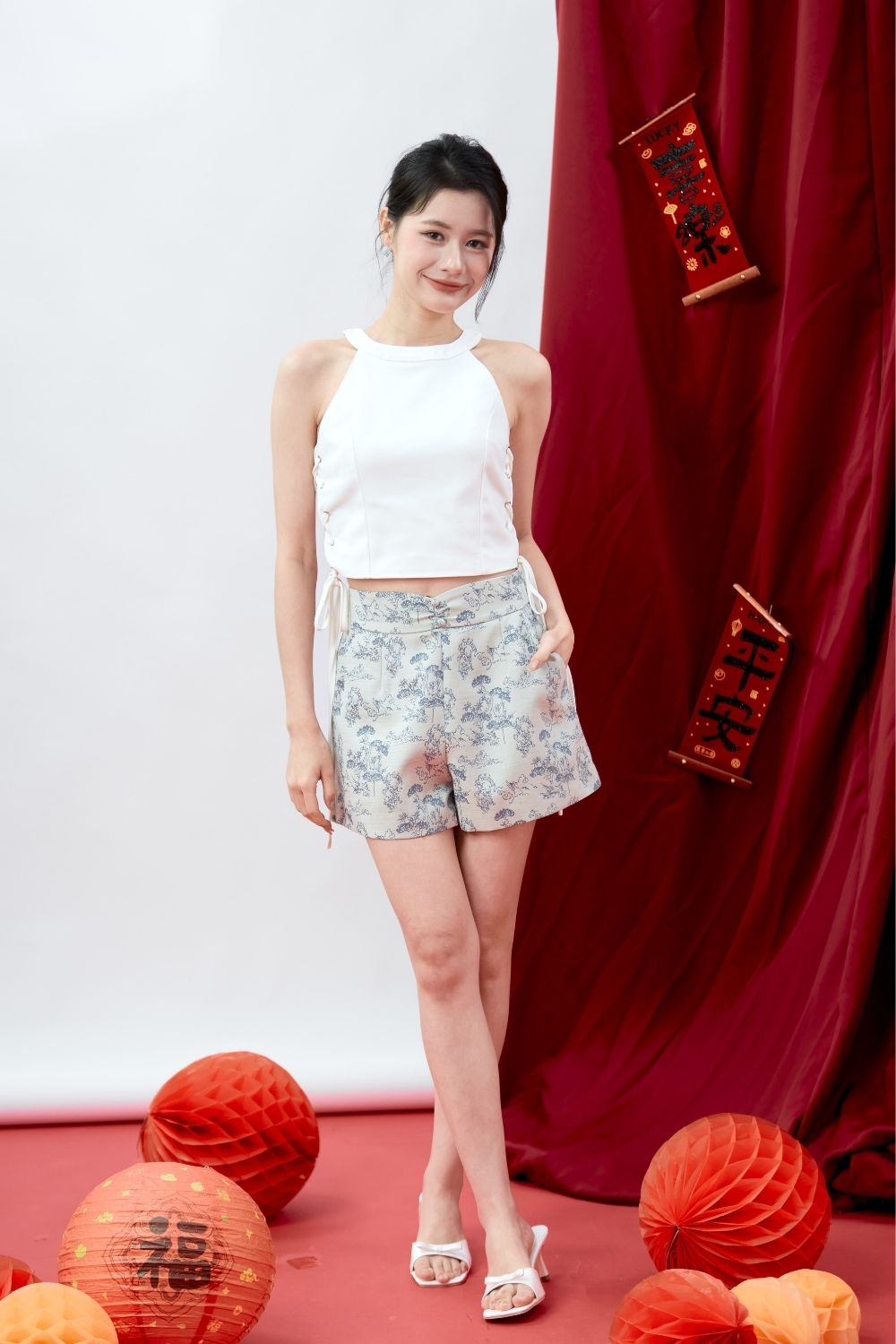 Vivélia Toile De Jouy Shorts Light Blue