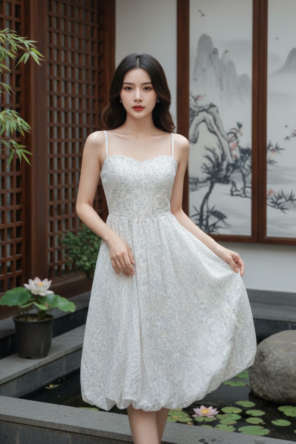 Valyrria Bubble Midi Dress Sky