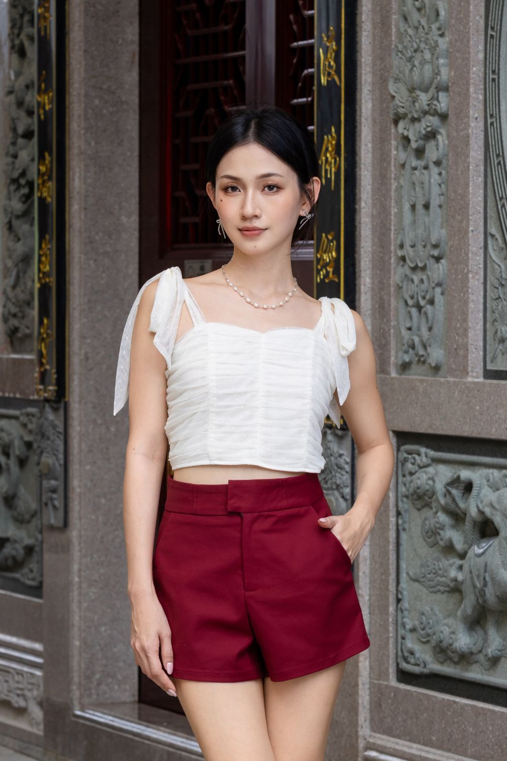 Orlitha High Waist Pocket Shorts Wine
