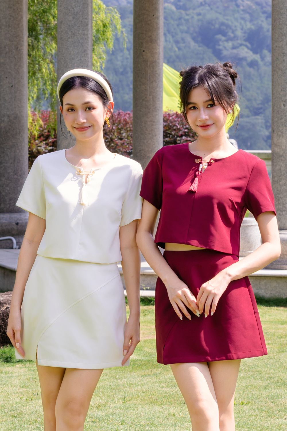 Zeraphine Asymmetrical Slit A- Line Skirt Yellow