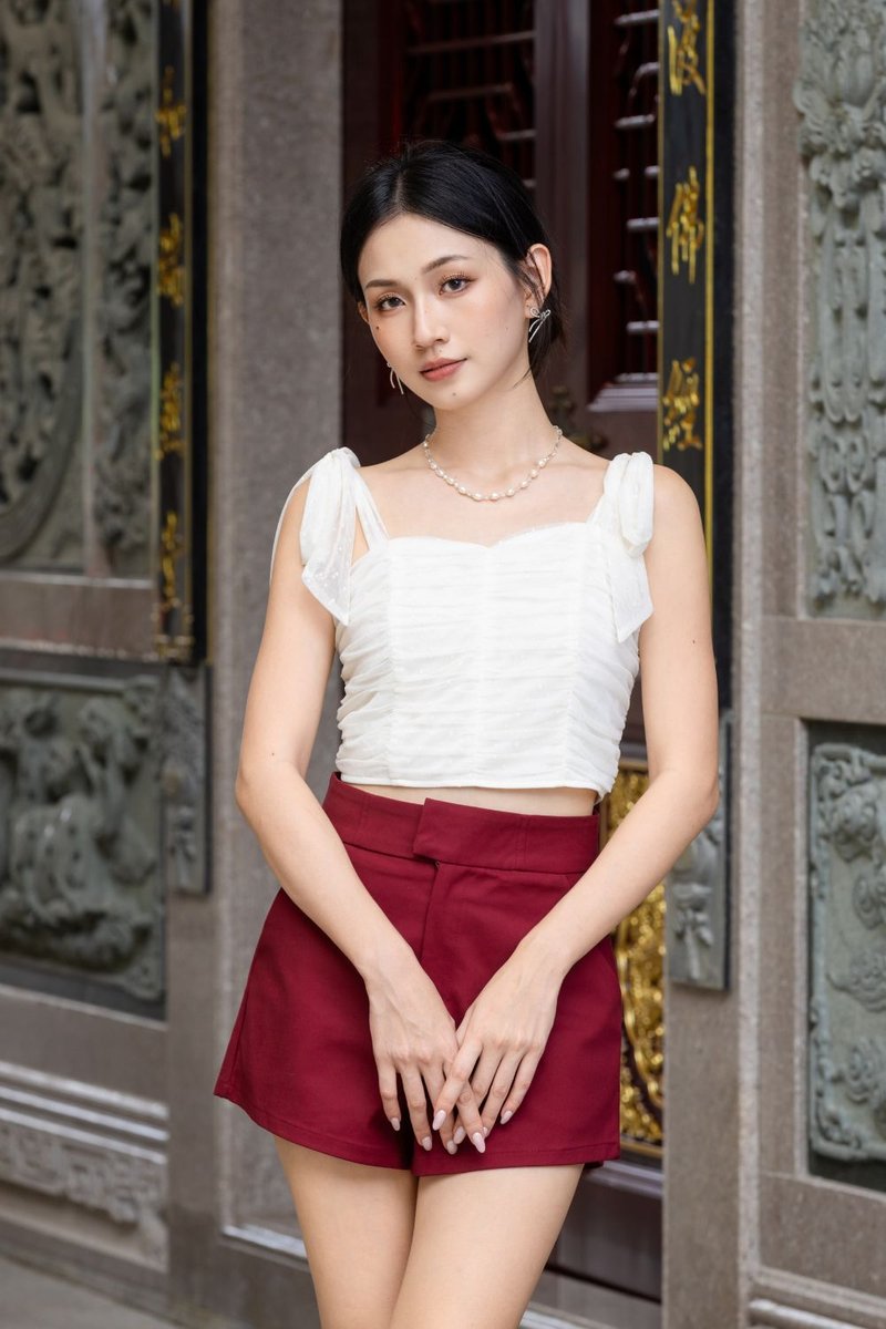 Margaret Polka Dot Mesh Top Cream