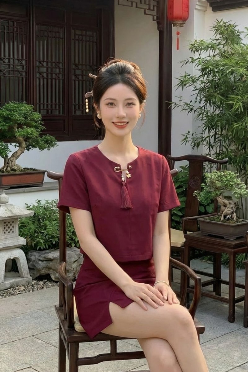 Zeraphine Removable Chinese Tassel Pin Top Wine