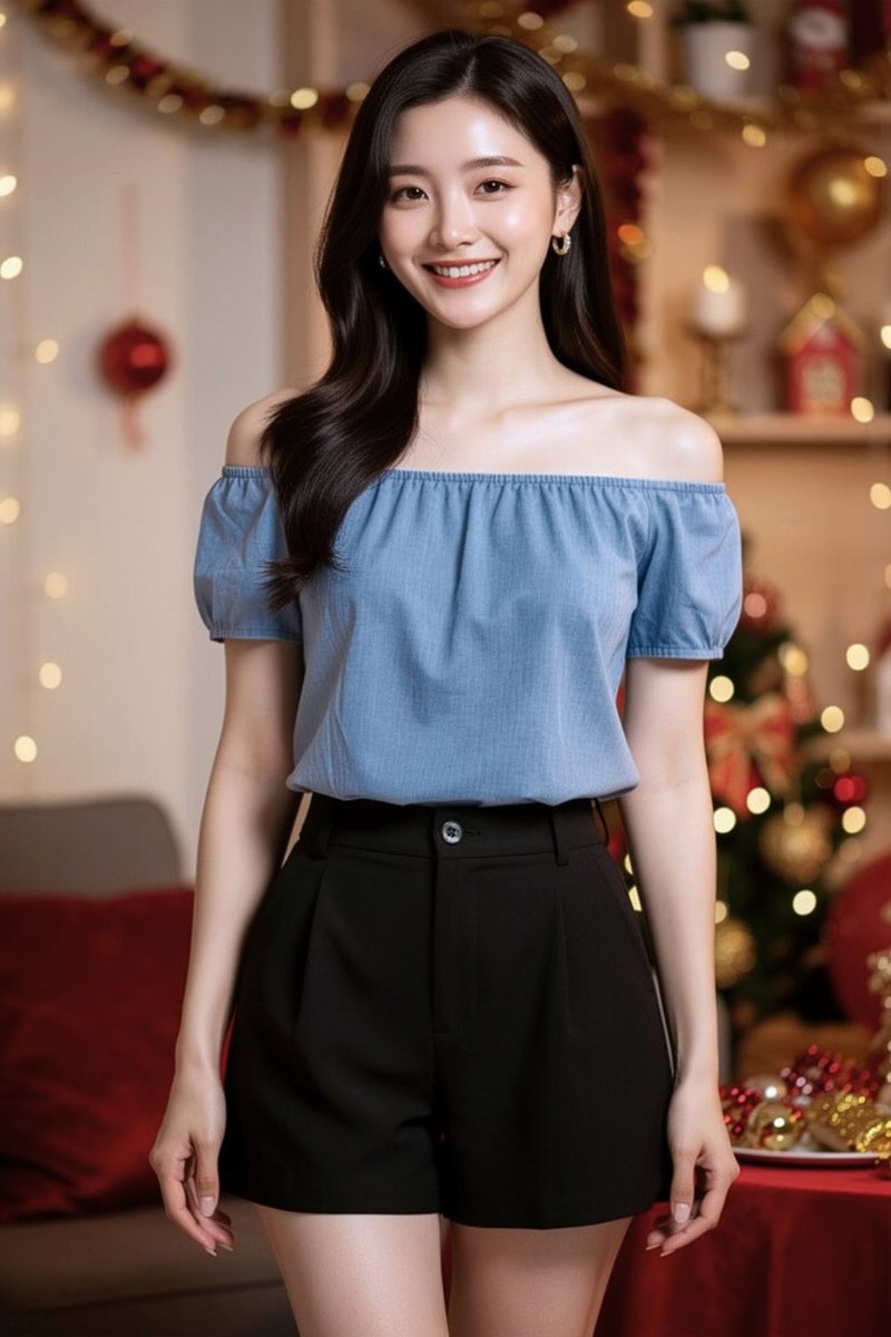 Ondine Bubble Hem Top Light Blue