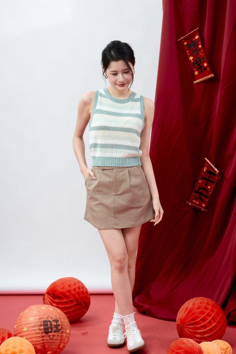 Corinne Colorblock Knit Vest Top Mint