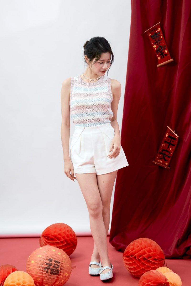 Corinne Colorblock Knit Vest Top Sky