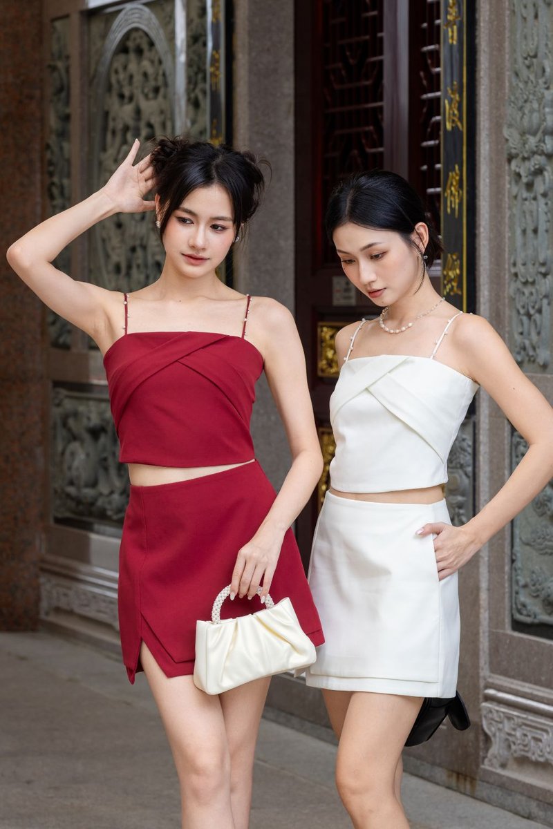 Sabine Double V Mini Skirt Ivory