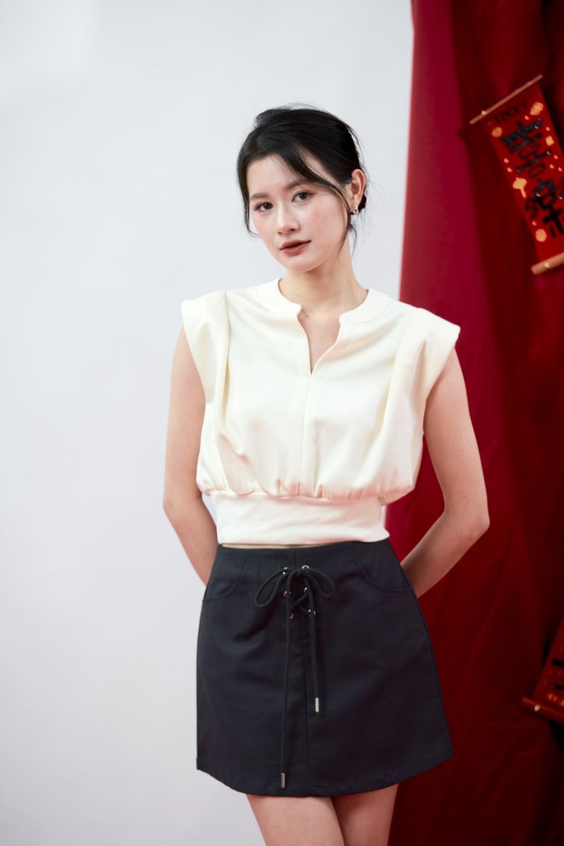 Zenobia Eyelet Lace-Up Skirt Black