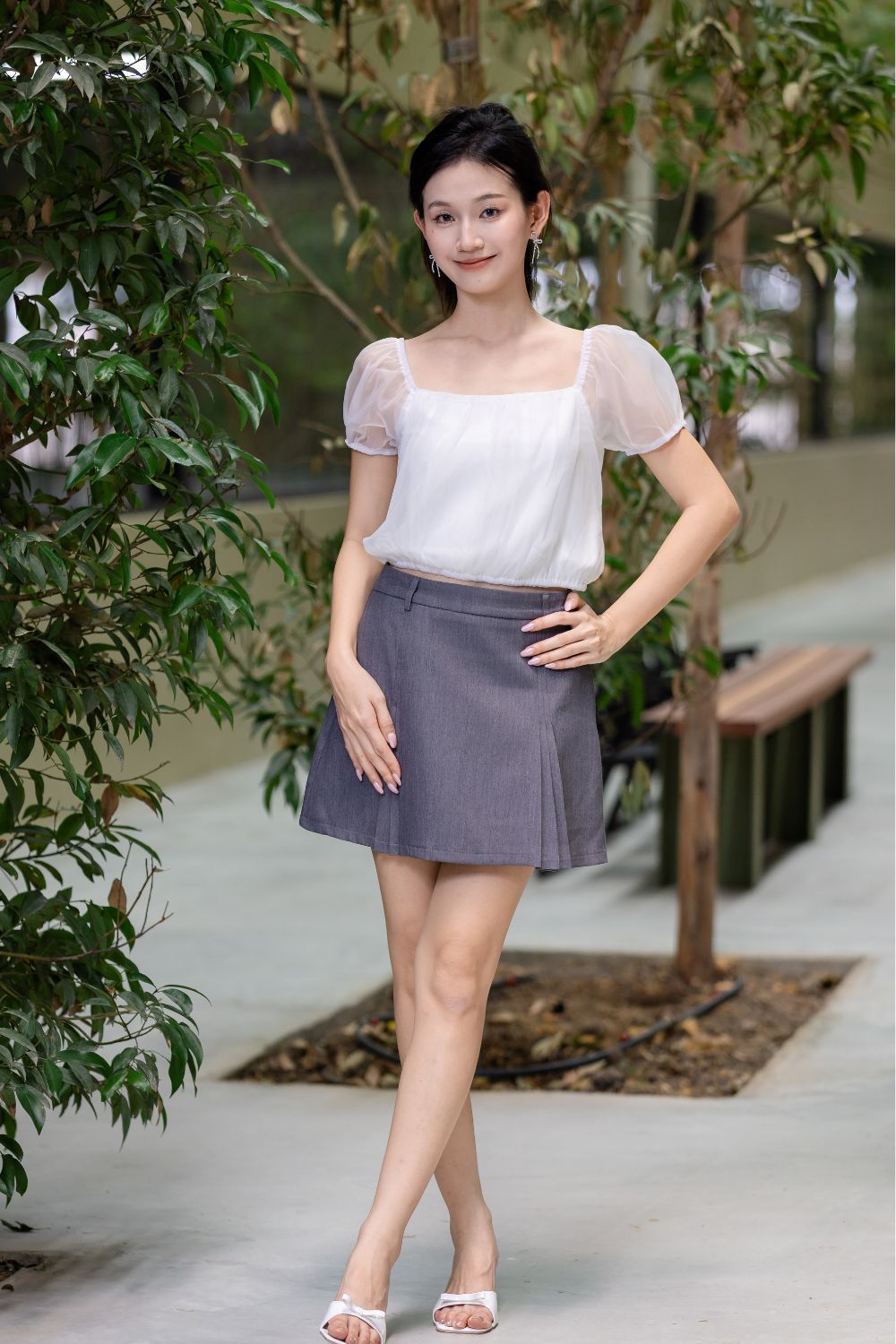 Serena Organza Cropped Top Ivory