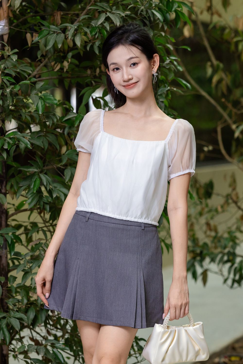 Serena Organza Cropped Top Ivory