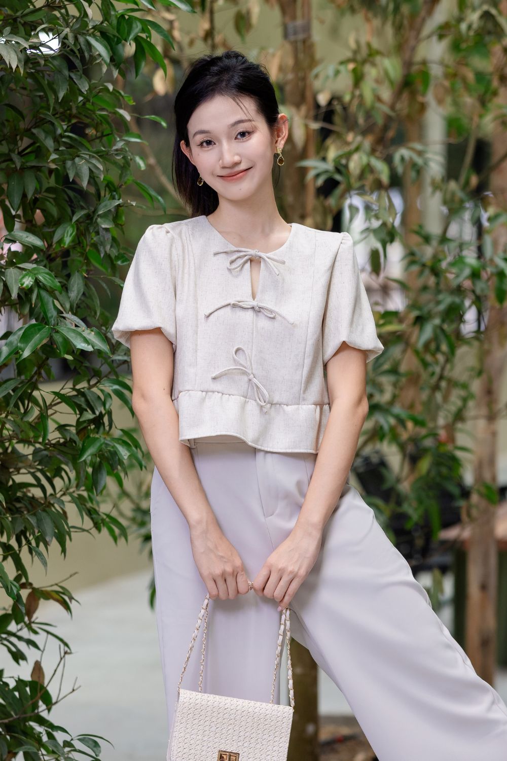 Althaea Peplum Top Cream