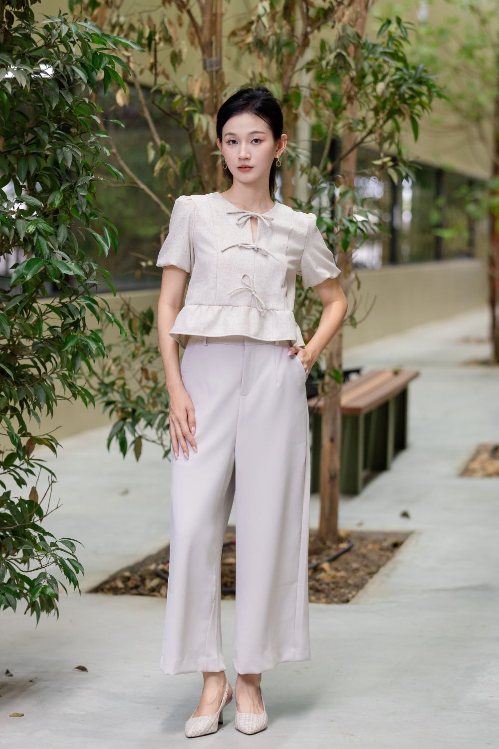 Althaea Peplum Top Cream