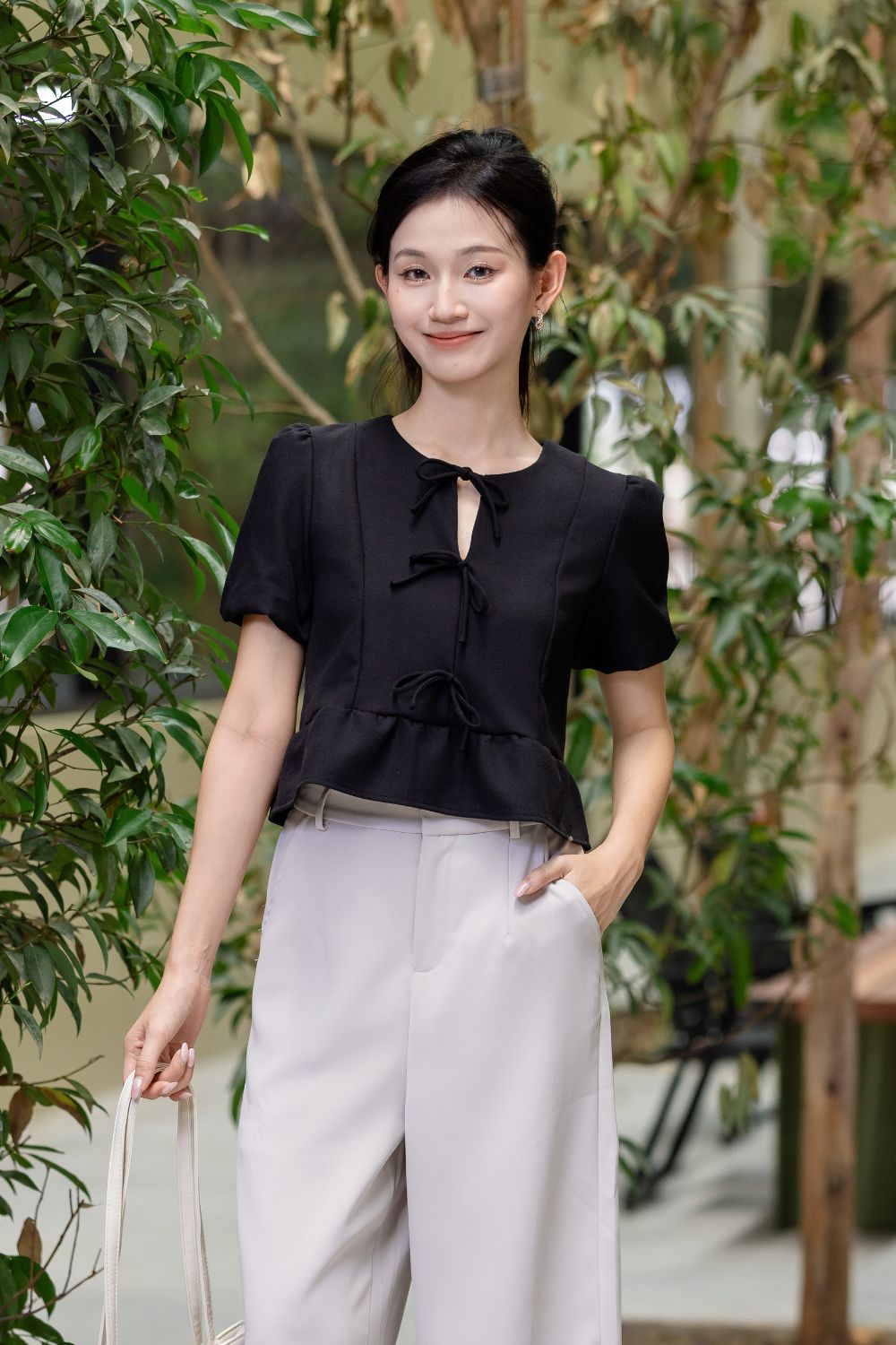 Althaea Peplum Top Black