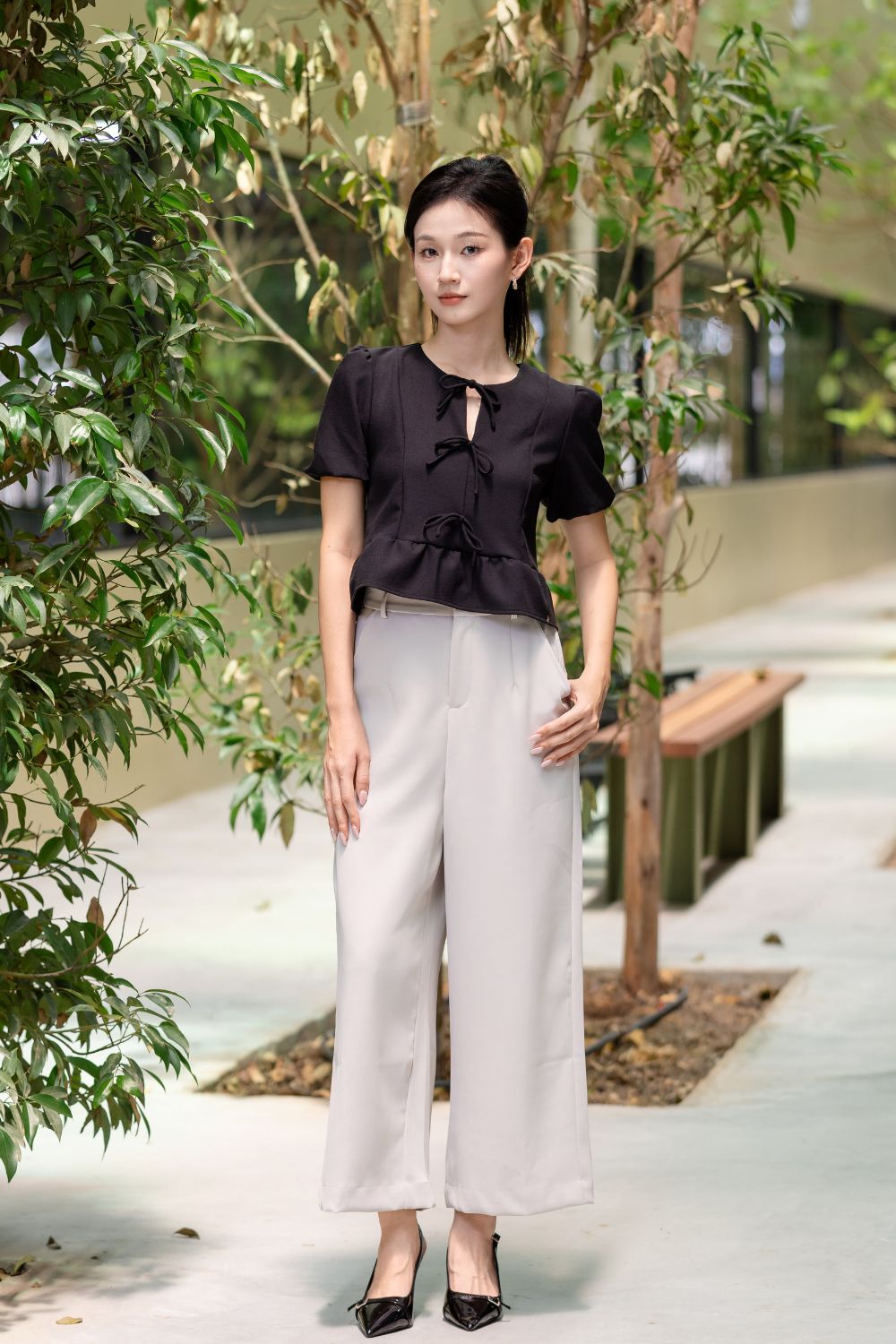 Althaea Peplum Top Black