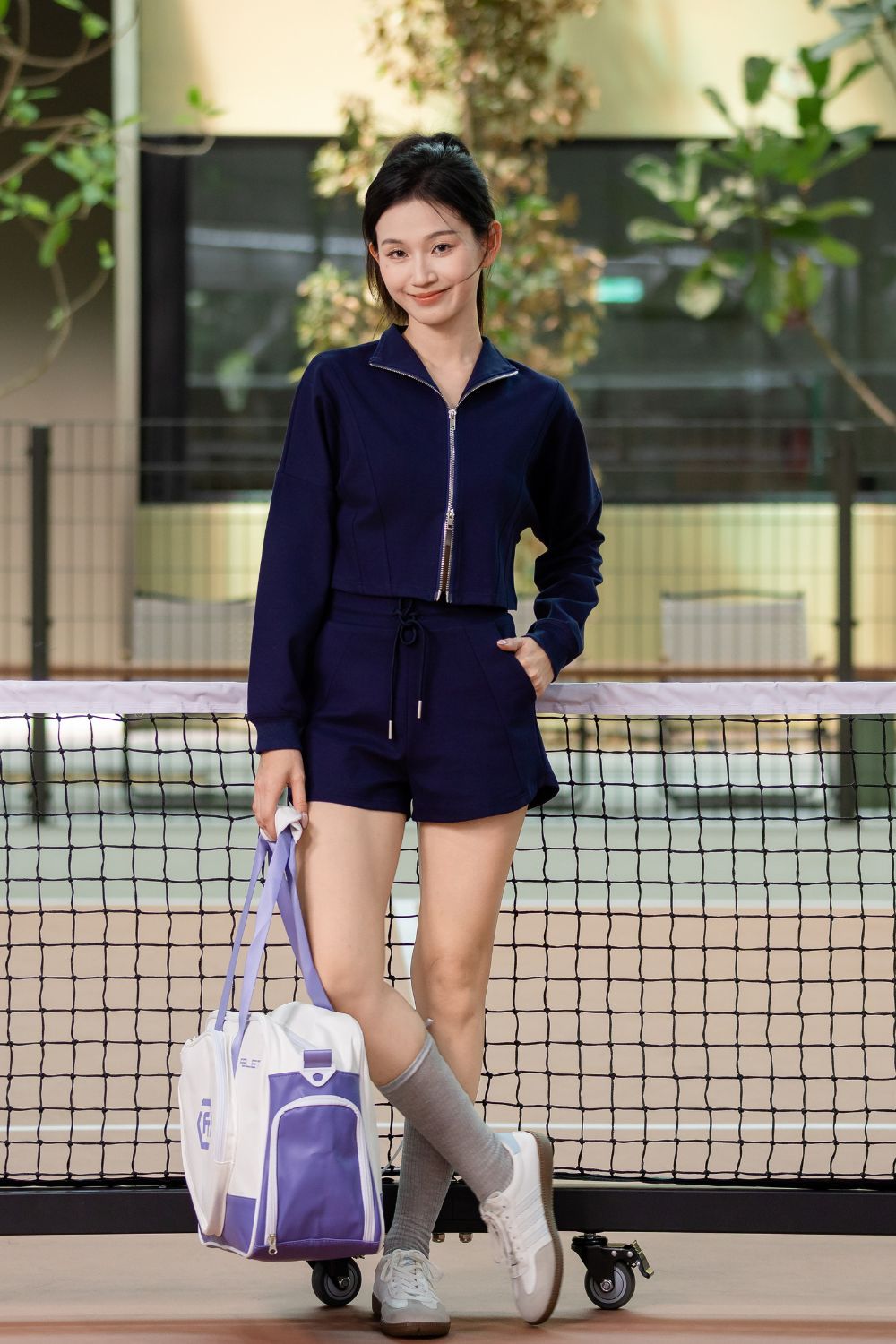 Rivena Athleisure Two Way Zip Jacket Top Midnight