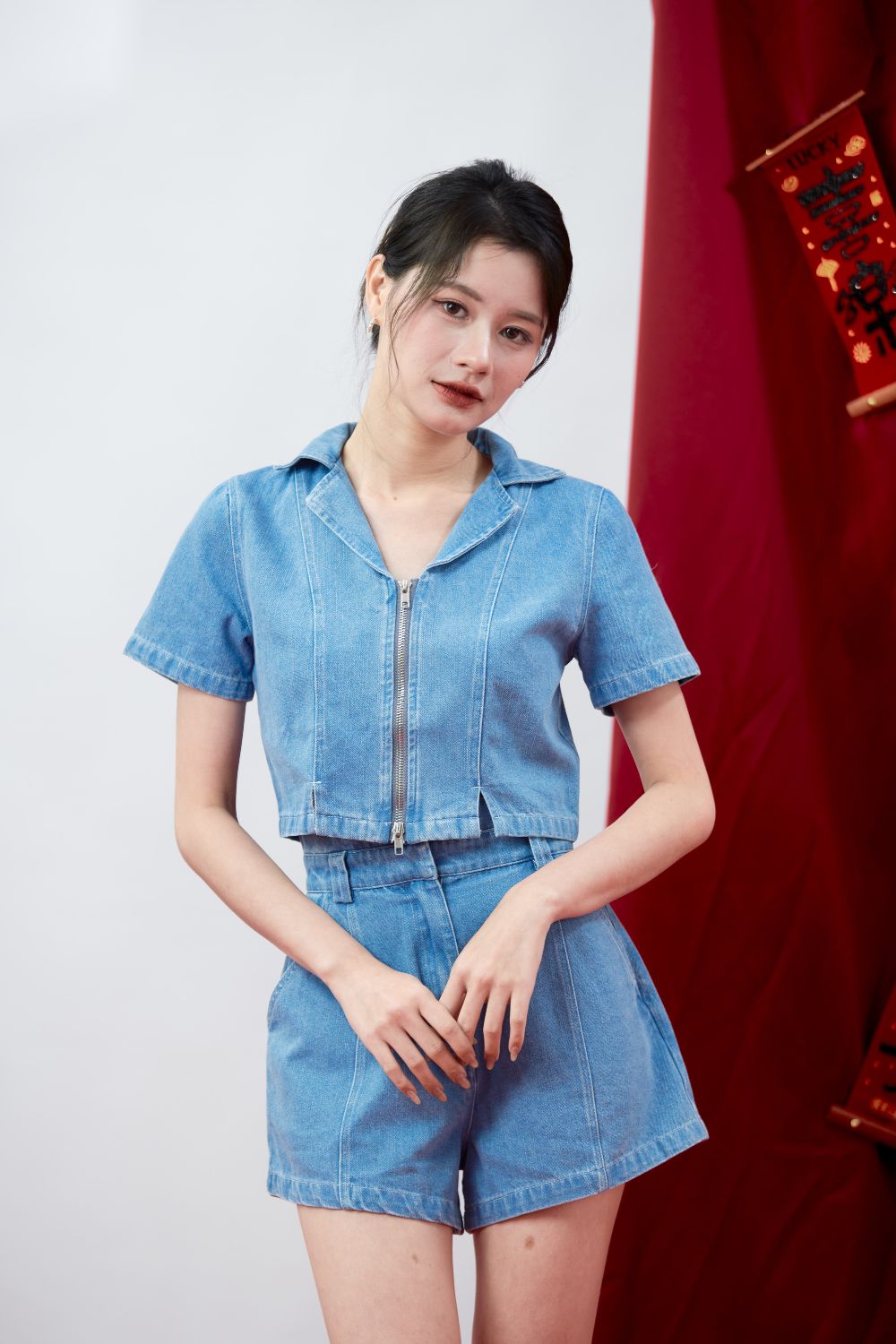 Helena Denim Top Dark Wash