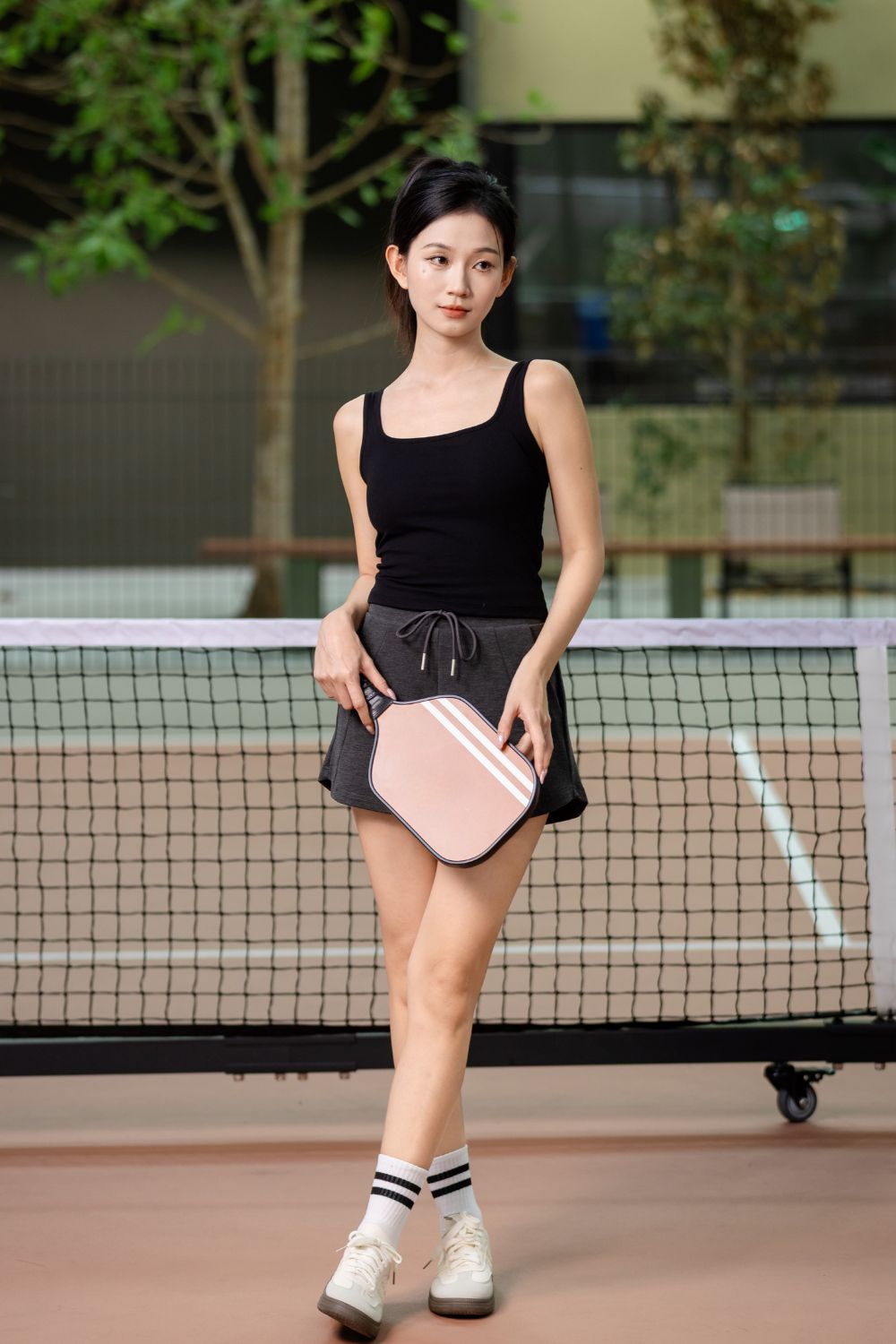 Alouette Padded Cross Back Tank Top Black