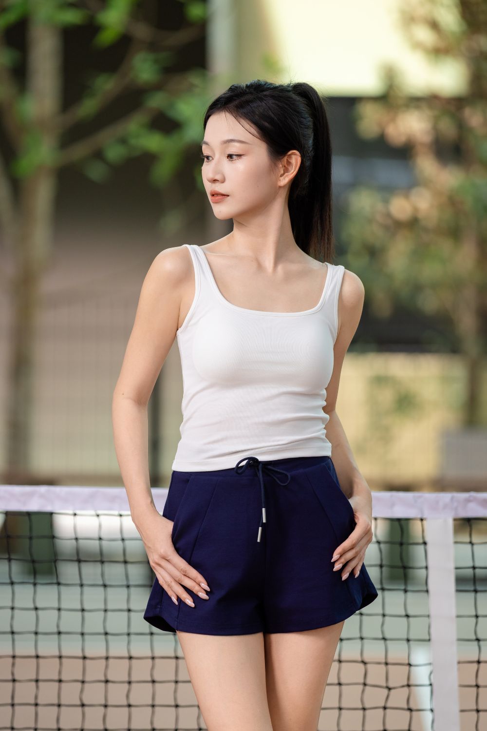 Alouette Padded Cross Back Tank Top Ivory