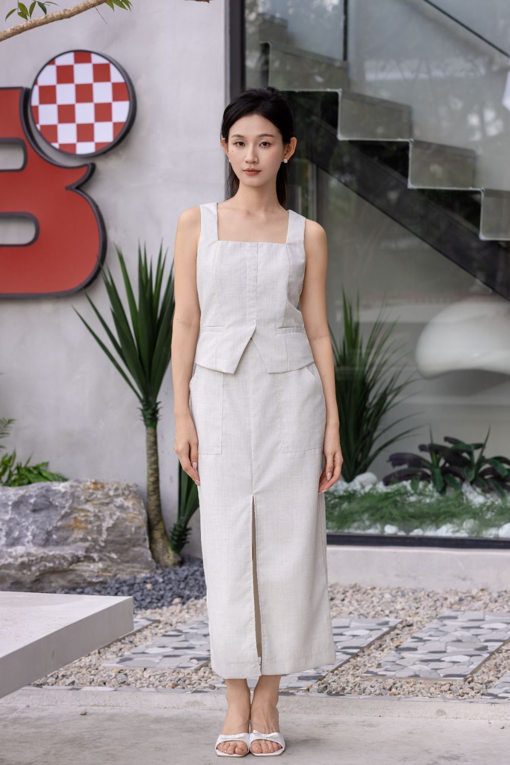 Elsinore Midi Skirt Ivory