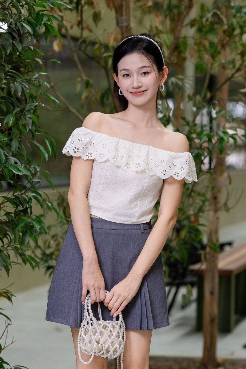 Aeloria Bardot Top Cream