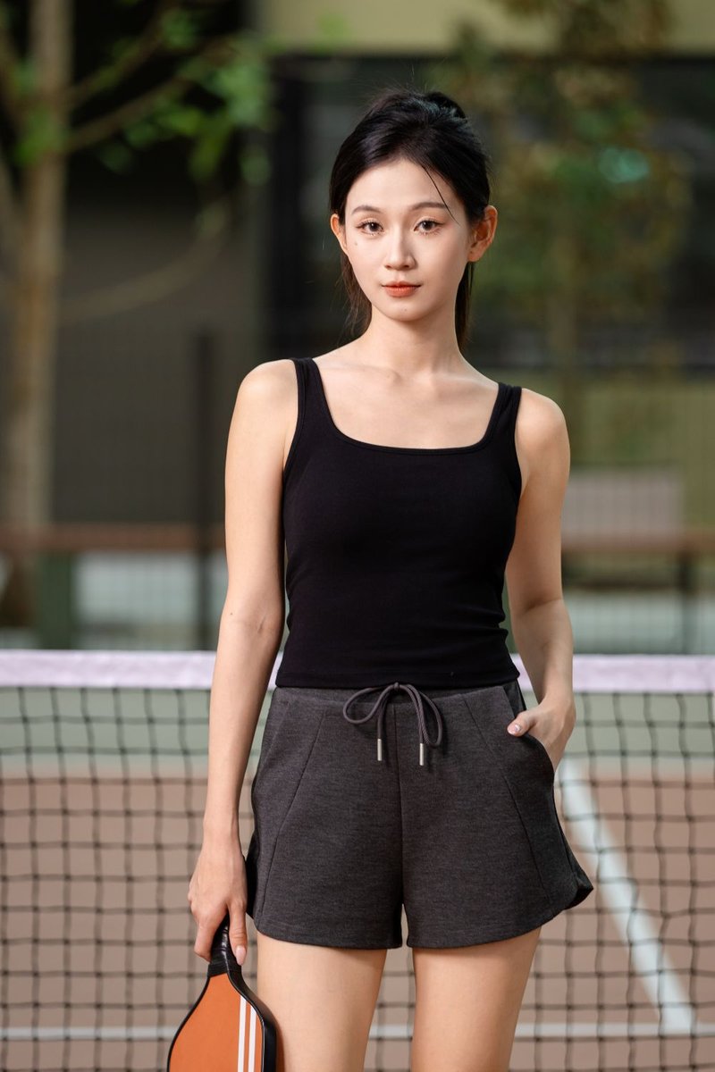 Alouette Padded Cross Back Tank Top Black