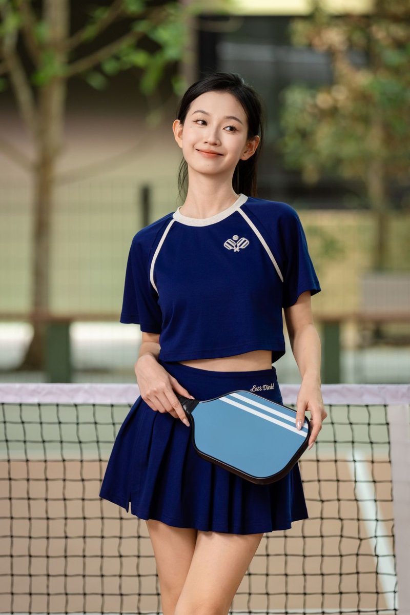 Let’s Dink Contrast Crop Top Midnight