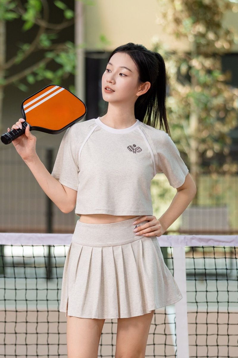 Let’s Dink Contrast Crop Top Cream