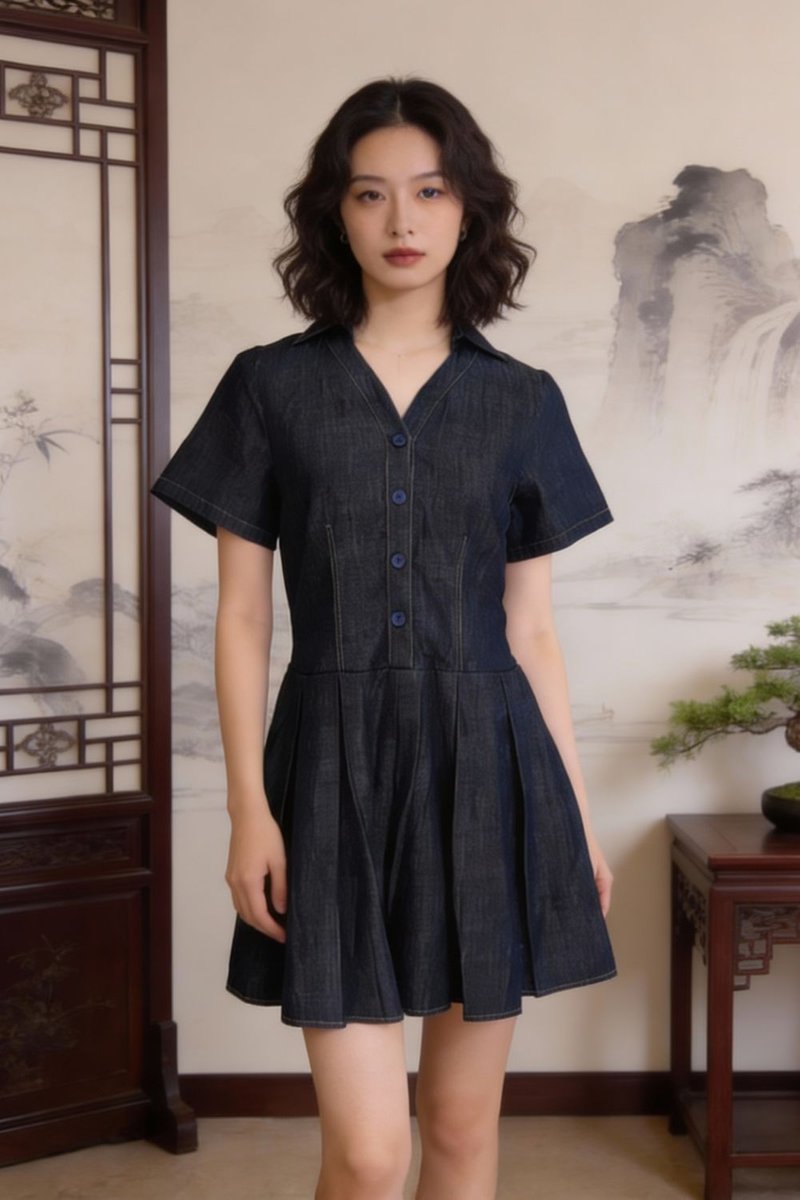 Celeste Soft Denim Dress Dark Wash