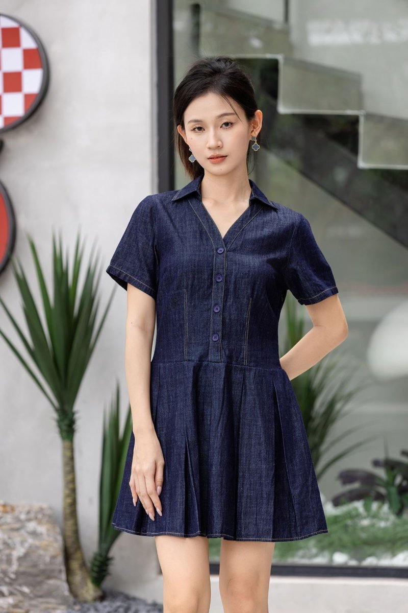 Celeste Soft Denim Dress Dark Wash