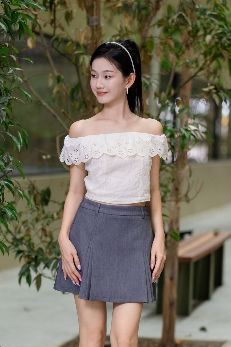 Soraya Pleated Suit Skirt Grey