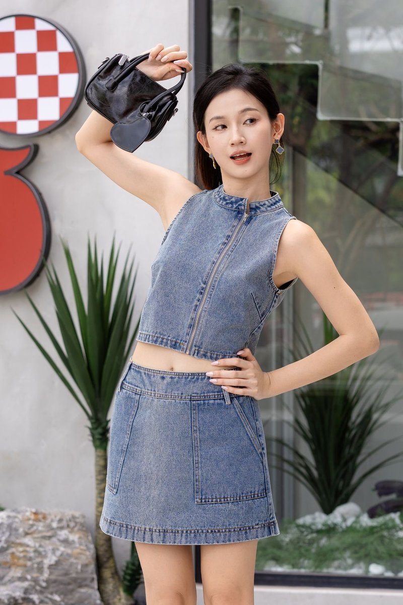 Mira Denim A-Line Skort Dark Wash