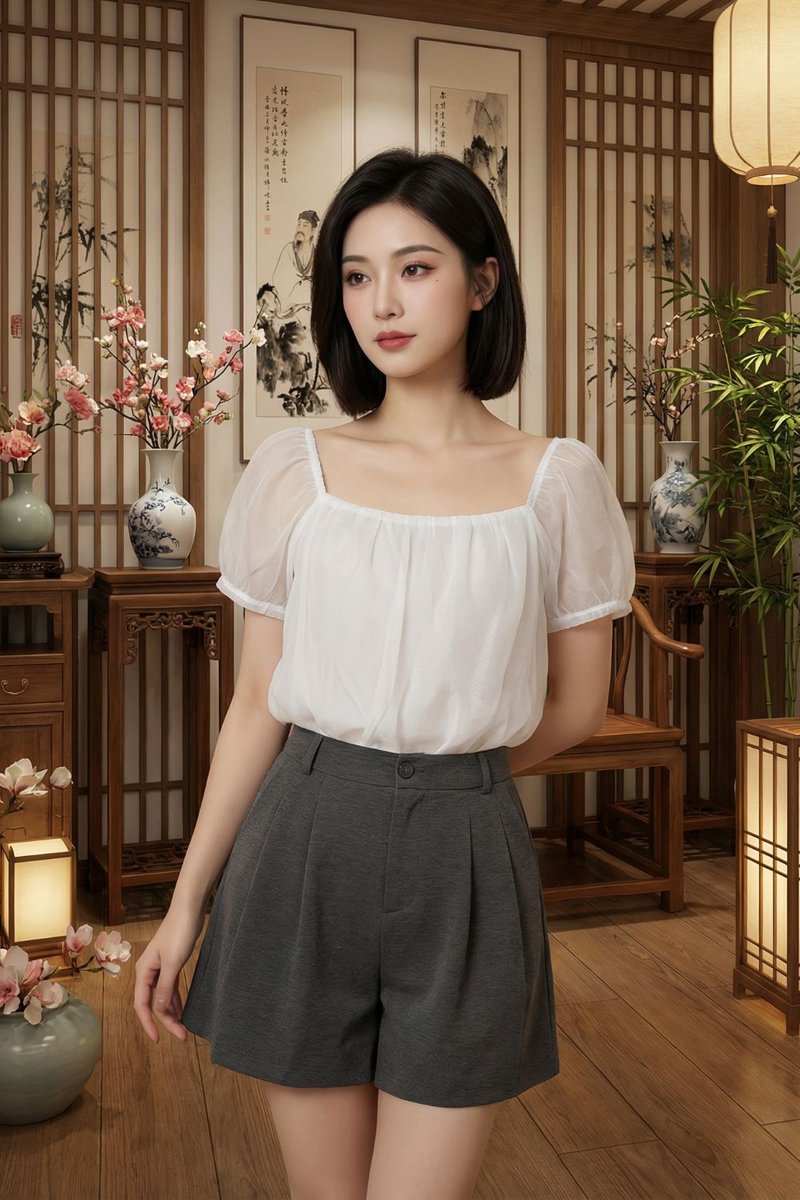 Faye Pleated Flare Shorts Grey