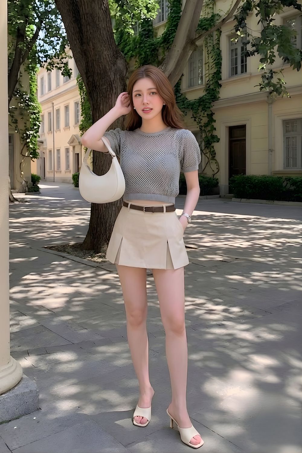 Lunara Crochet Knit Top Sky