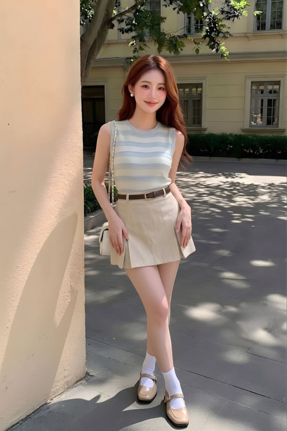 Lina Striped Knit Top Sky