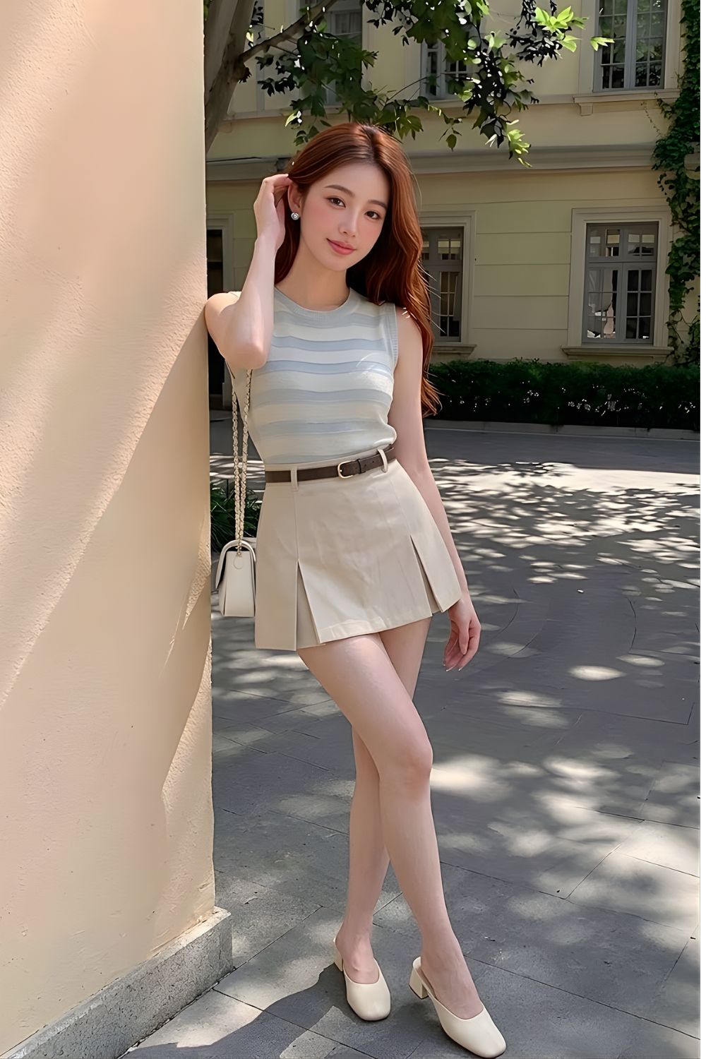 Arden Slit Skorts Cream