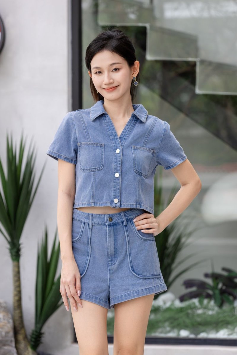 Evren Denim Top Dark Wash