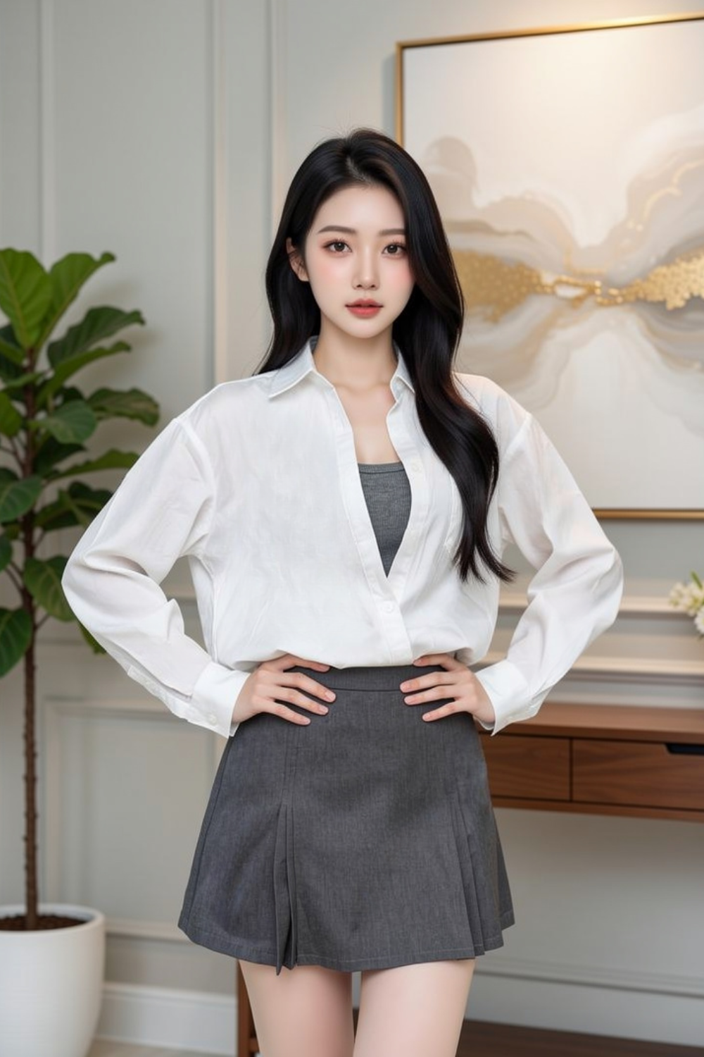 Virelisse Faux Two Piece Top Ivory