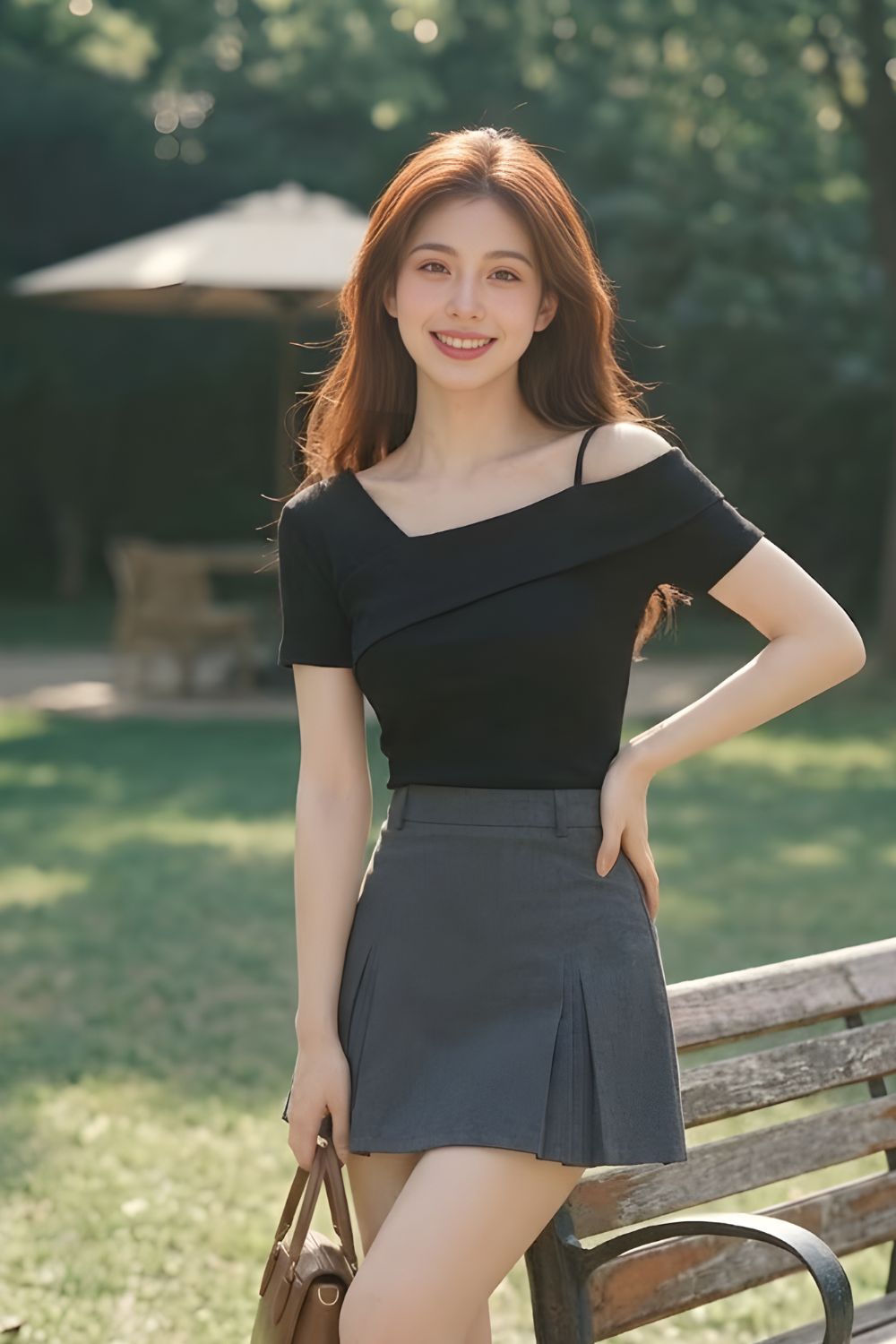 Selena Assymatric Shoulder Top Black