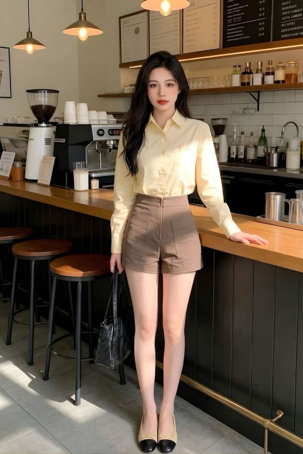 Averie Long Sleeve Pocket Oversize Shirt Yellow