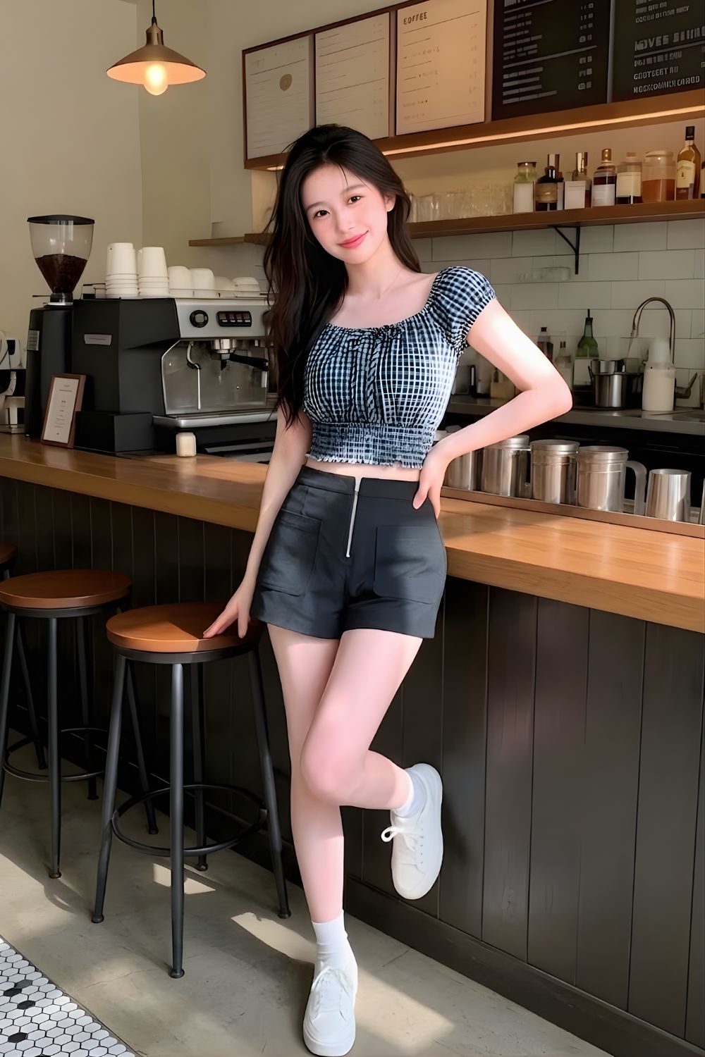 Renna Checks Two Way Smock Top Midnight