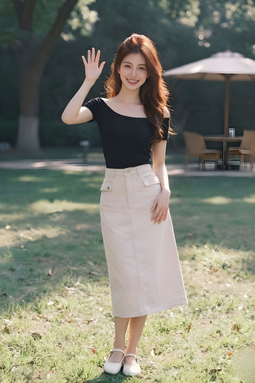 Therya Midi Skirt Cream